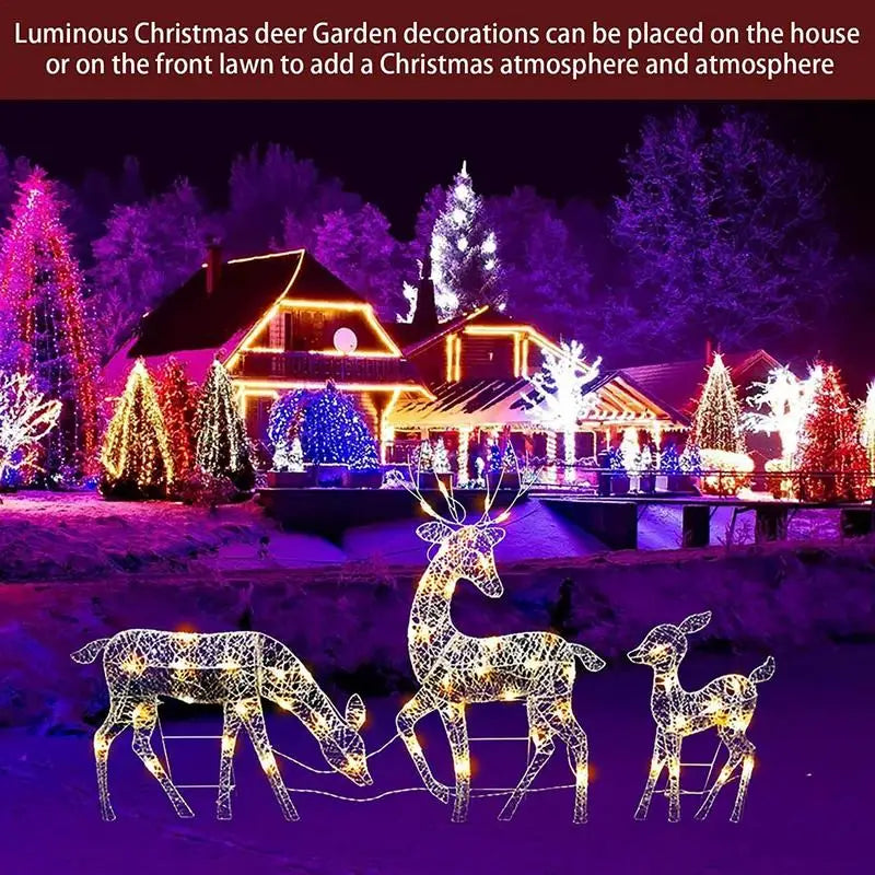 Lighted Christmas Reindeer Outdoor Garden Christmas Standing Elk Ornament Water Resistant Bright And Festive Holiday Decoration