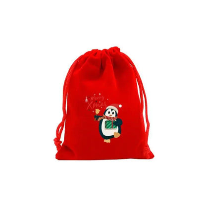 1pc Drawstring Christmas Velvet Bags Red Gift Packaging Bag Candy Biscuit Pouch Merry Xmas Bracelet Jewelry DIY Storage Supplies
