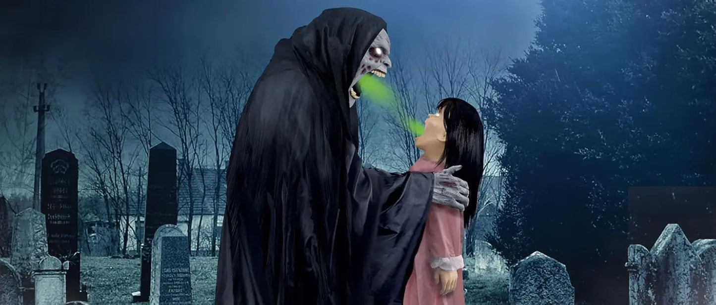 Activated Crouching Grave Digger , Talking Halloween Animatronic for Indoor or Covered Outdoor