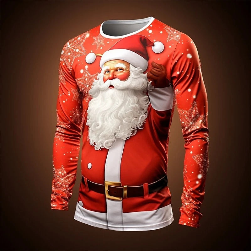 Cool Santa Claus Sweatshirt Men's Clothing 3D Printed Funny Santa Pullover Sweatshirts Christmas Gift Festival Trend Hoodies