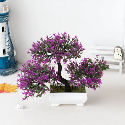 Artificial Plastic Plants Bonsai Small Tree Pot Fake Plant Potted Flower Garden Arrangement Ornaments Room Home Table Decoration