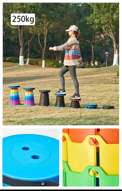 Colorful Portable Retractable Plastic Chair Folding Stool Kitchen Dining Chair Household Living Room Chairs Furniture For Room