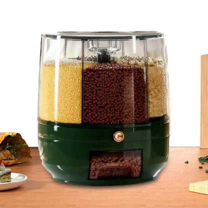 360 Degree Rotating Rice Dispenser Sealed Dry Cereal Grain Bucket Dispenser Moisture-proof Kitchen Food Container Storage Box