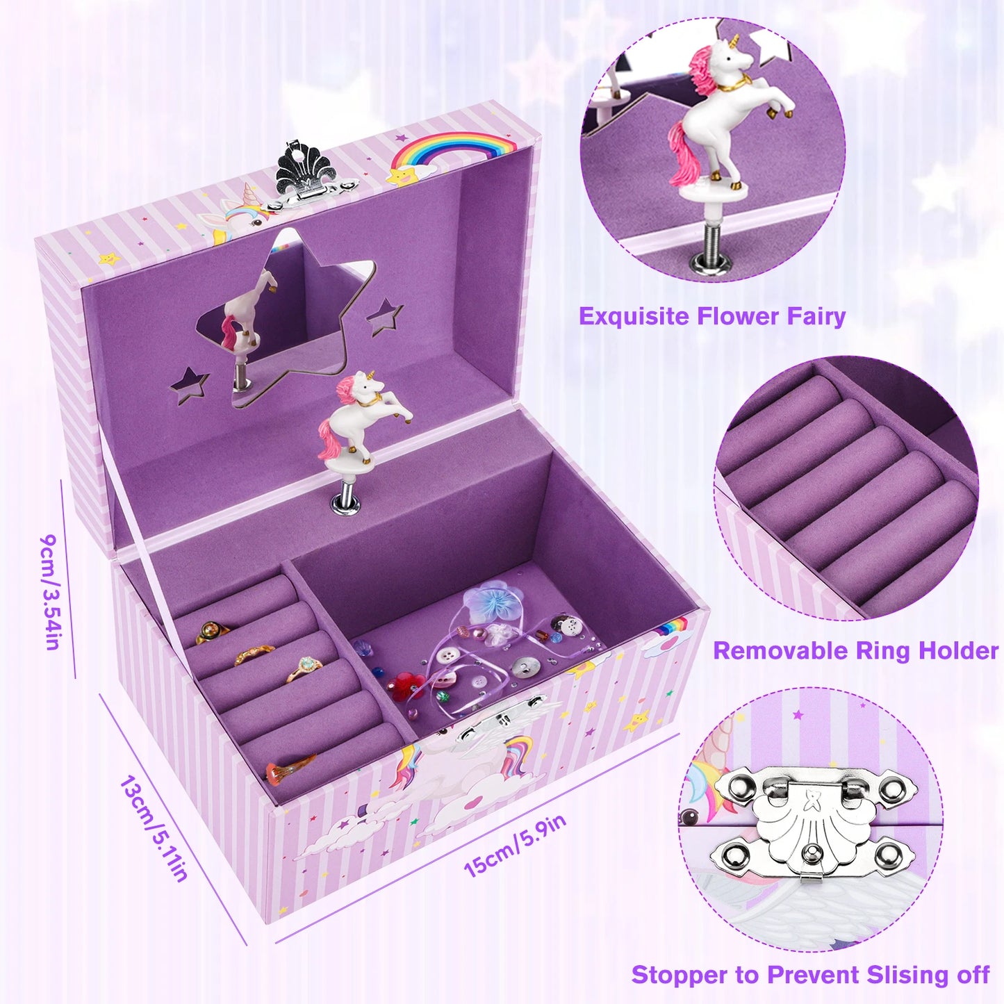 Girls Christmas Gifts Jewelry Box Unicorn Music Box with Spining Unicorn and Mermaid Birthday Christmas Gifts for Girls 4-12
