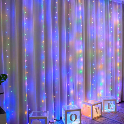 3/6M LED Curtain Garland Fairy String Lights Christmas Holiday Party Wedding Decoration USB Remote 8 Modes Waterfall Lighting