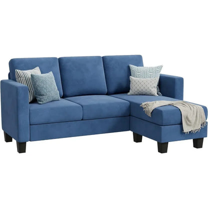 Convertible Sectional 3 L-Shaped Couch Soft Seat with Modern Linen Fabric, Small Space Sofas for Living Room
