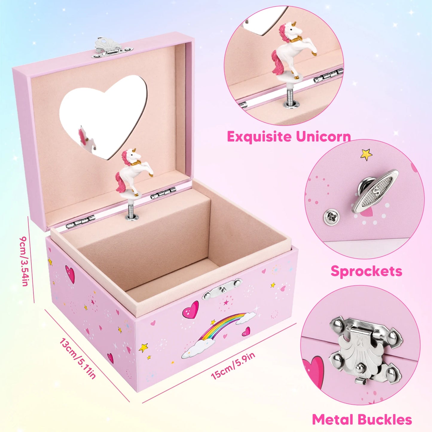 Girls Christmas Gifts Jewelry Box Unicorn Music Box with Spining Unicorn and Mermaid Birthday Christmas Gifts for Girls 4-12