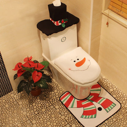 Christmas Toilet Seat Covers Creative Santa Claus Bathroom Mat Xmas Supplies for Home
