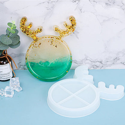 Christmas Tray Silicone Molds Concrete Fruit Pallet Epoxy Resin Mold Trinket Dish Plaster Mold Xmas Mat Cement Mold Elk Molds