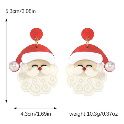 2024 Pink Christmas Earrings Winter Holiday Santa Snowman Christmas Tree Shapes Dangle Earrings Celebration Accessories Gifts