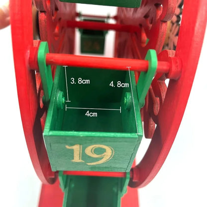 Christmas Wooden Ferris Wheel Advent Calendar Driven by Electric Motor with 24 Drawers and LED Lights to Fill Candy and