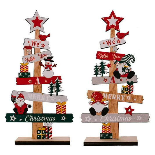Desktop Christmas Tree Santa Claus  Wooden Christmas Signs Decoration