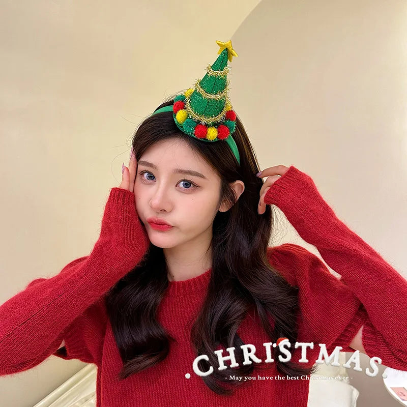 New Christmas Headwear Funny Deer Antlers Headpiece Santa Claus Hair Headband Happy New Year Merry Christmas Hair Accessories