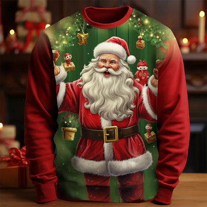 Cool Santa Claus Sweatshirt Men's Clothing 3D Printed Funny Santa Pullover Sweatshirts Christmas Gift Festival Trend Hoodies