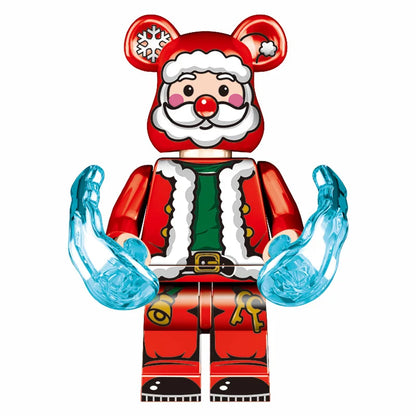 Cute Christmas bear children's educational small particles colorful building block bear assembly ornament men's and women's toys