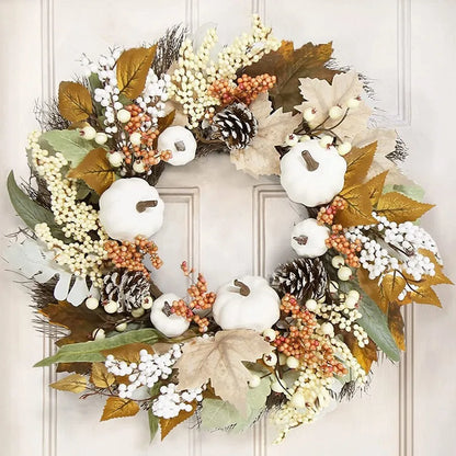 1pcs Autumn Maples Leaf Pumpkin Berry Garland Fall Mantle Fireplace Thanksgiving Halloween Christmas Farmhouse Harvest Decoratio