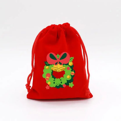 1pc Drawstring Christmas Velvet Bags Red Gift Packaging Bag Candy Biscuit Pouch Merry Xmas Bracelet Jewelry DIY Storage Supplies