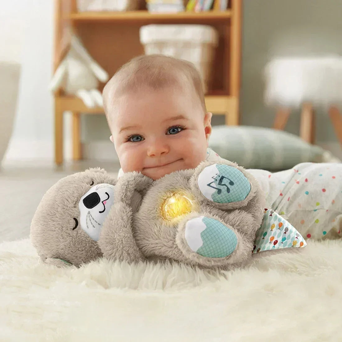 Cute Breathing Otter Sleep Soothing Sleep Toy for Kids and Babies Breathing Otter Toy Sleep Partner Plush Doll with Light