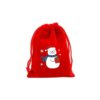1pc Drawstring Christmas Velvet Bags Red Gift Packaging Bag Candy Biscuit Pouch Merry Xmas Bracelet Jewelry DIY Storage Supplies