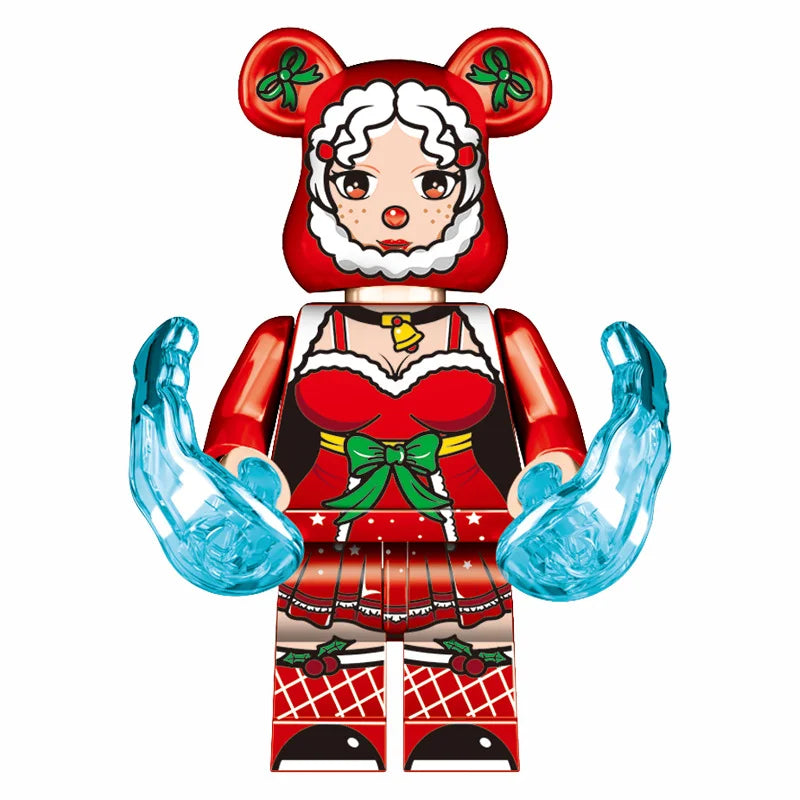 Cute Christmas bear children's educational small particles colorful building block bear assembly ornament men's and women's toys