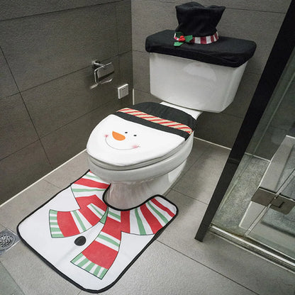 Christmas Toilet Seat Covers Creative Santa Claus Bathroom Mat Xmas Supplies for Home