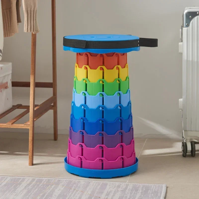 Colorful Portable Retractable Plastic Chair Folding Stool Kitchen Dining Chair Household Living Room Chairs Furniture For Room