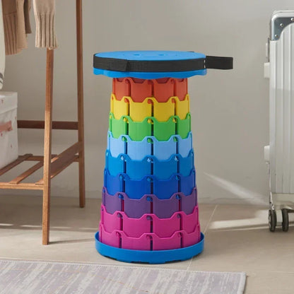 Colorful Portable Retractable Plastic Chair Folding Stool Kitchen Dining Chair Household Living Room Chairs Furniture For Room