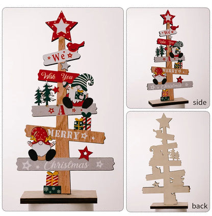 Desktop Christmas Tree Santa Claus  Wooden Christmas Signs Decoration