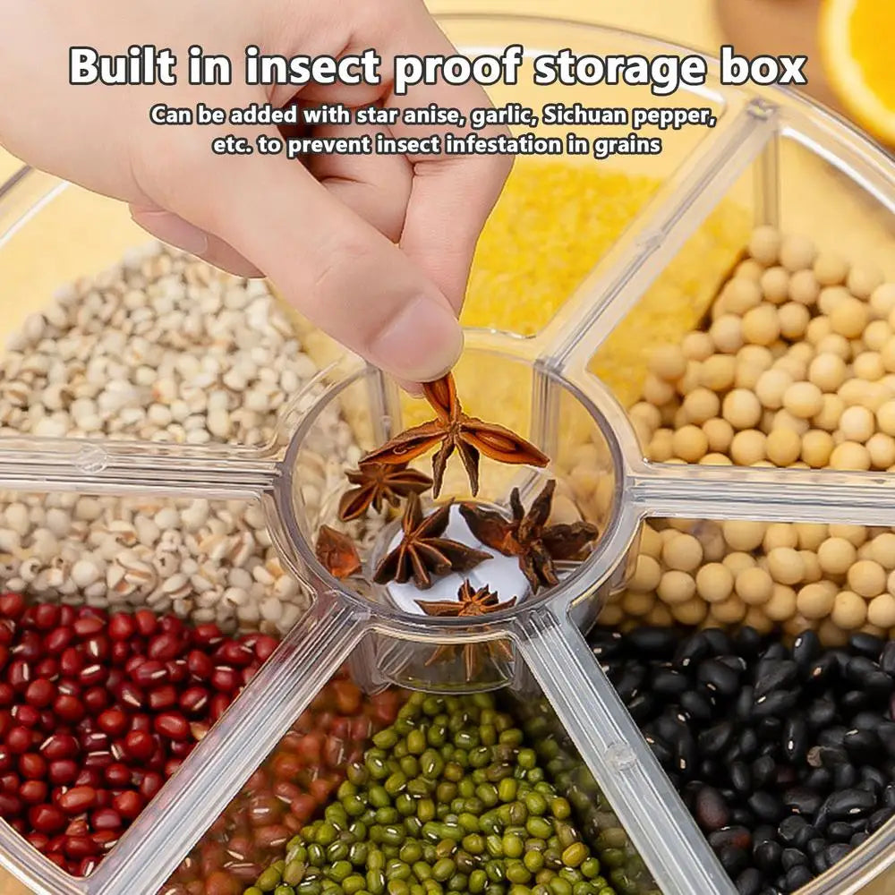 360 Degree Rotating Rice Dispenser Sealed Dry Cereal Grain Bucket Dispenser Moisture-proof Kitchen Food Container Storage Box