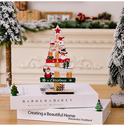 Desktop Christmas Tree Santa Claus  Wooden Christmas Signs Decoration