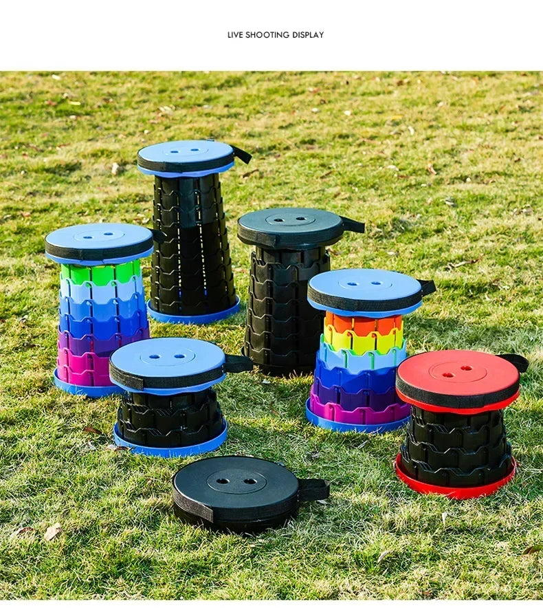 Colorful Portable Retractable Plastic Chair Folding Stool Kitchen Dining Chair Household Living Room Chairs Furniture For Room