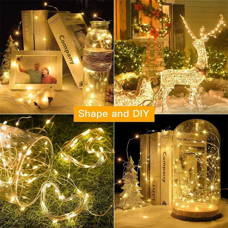 3/6M LED Curtain Garland Fairy String Lights Christmas Holiday Party Wedding Decoration USB Remote 8 Modes Waterfall Lighting