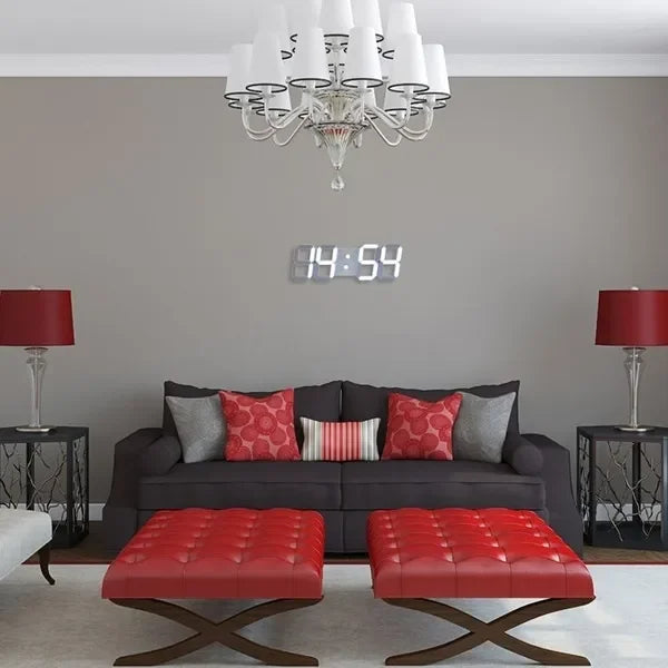 3D Digital Wall Clock Decoration for Home Glow Night Mode Adjustable Electronic Watch Living Room LED Clock Decor Clocks Garden