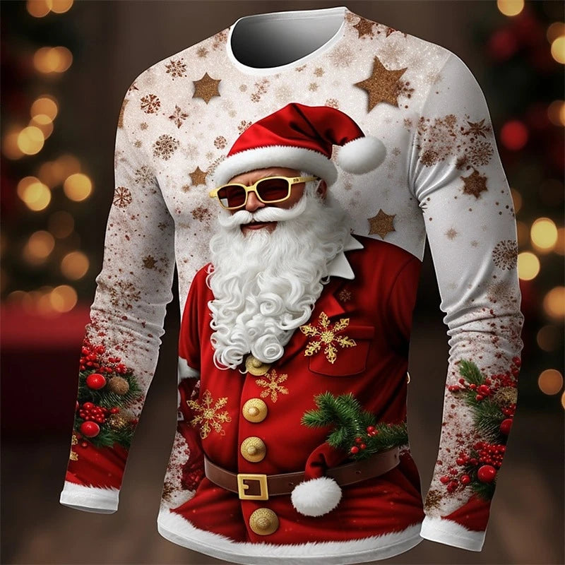 Cool Santa Claus Sweatshirt Men's Clothing 3D Printed Funny Santa Pullover Sweatshirts Christmas Gift Festival Trend Hoodies