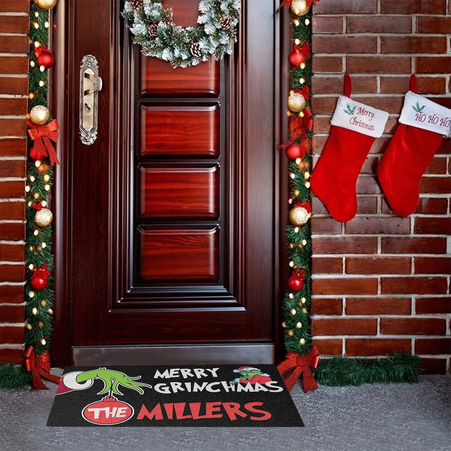 Xmas Welcome Christmas Mat Non-Slip And Washable Doormat Decoration Door Mat Entrance Rugs 40x60 cm/15.7x23.6 inches