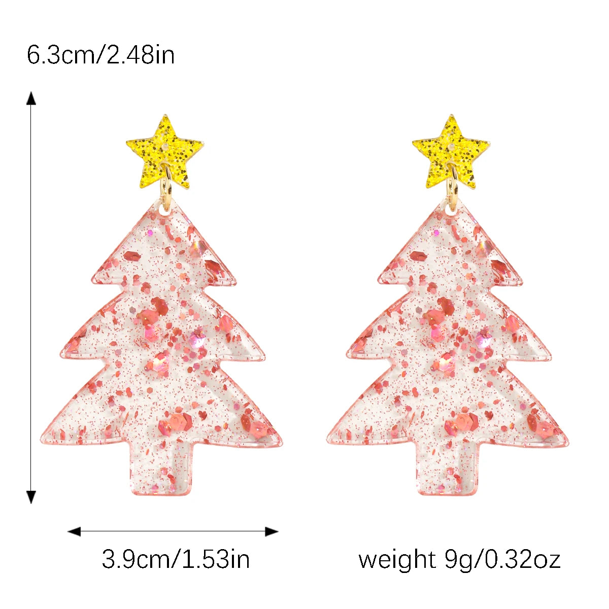 2024 Pink Christmas Earrings Winter Holiday Santa Snowman Christmas Tree Shapes Dangle Earrings Celebration Accessories Gifts