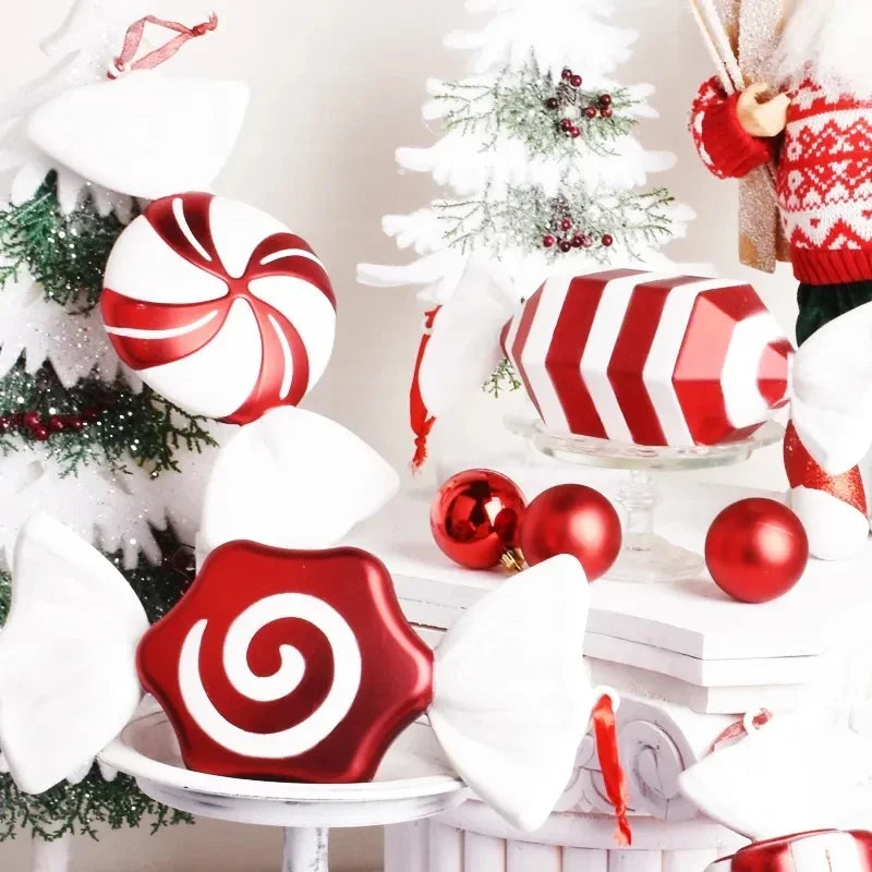 Christmas Large Candy Canes Christmas Tree Lollipop Decoration Ornaments White and Red