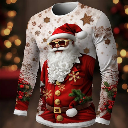 Cool Santa Claus Sweatshirt Men's Clothing 3D Printed Funny Santa Pullover Sweatshirts Christmas Gift Festival Trend Hoodies