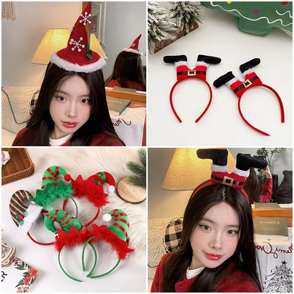 New Christmas Headwear Funny Deer Antlers Headpiece Santa Claus Hair Headband Happy New Year Merry Christmas Hair Accessories