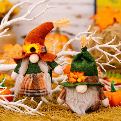 Fall Gnome Pumpkin Maple Sunflower Harvest Autumn Elf Dwarf Plush Faceless Dolls Ornaments for Home Christmas Thanksgiving Decor