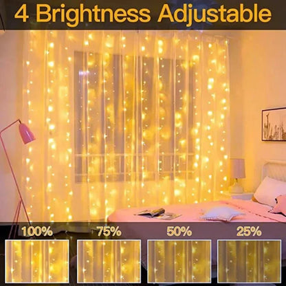 3/6M LED Curtain Garland Fairy String Lights Christmas Holiday Party Wedding Decoration USB Remote 8 Modes Waterfall Lighting
