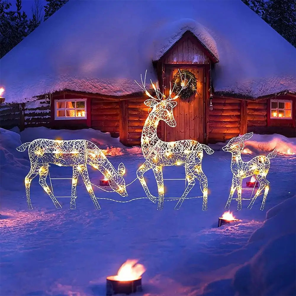 Lighted Christmas Reindeer Outdoor Garden Christmas Standing Elk Ornament Water Resistant Bright And Festive Holiday Decoration