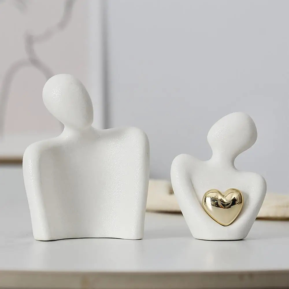 Nordic Decorative Abstract Couple Statue Modern Decoration Home Sculpture Ceramic Figure Figurines Living Room Crafts Ornaments