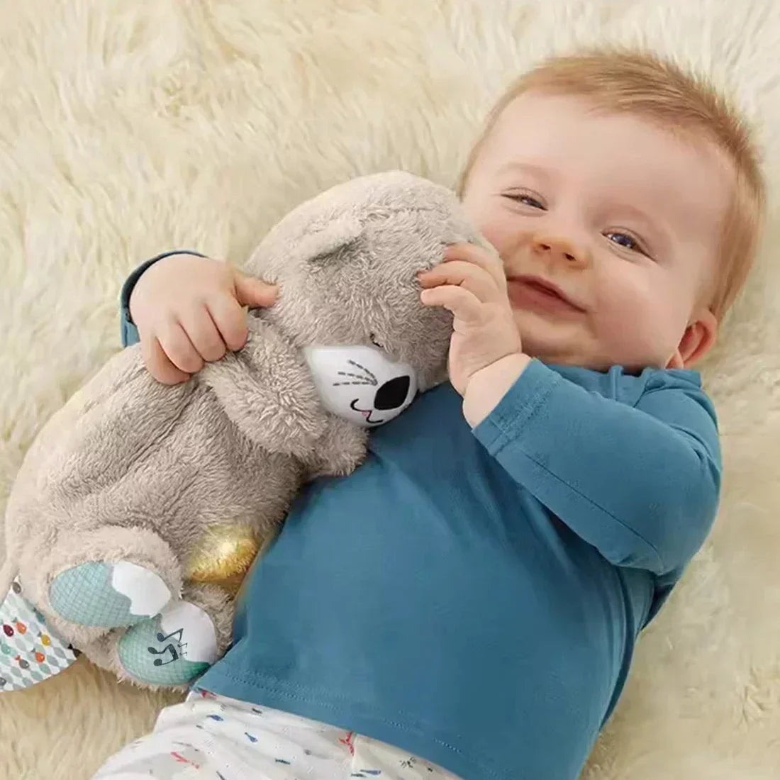 Cute Breathing Otter Sleep Soothing Sleep Toy for Kids and Babies Breathing Otter Toy Sleep Partner Plush Doll with Light