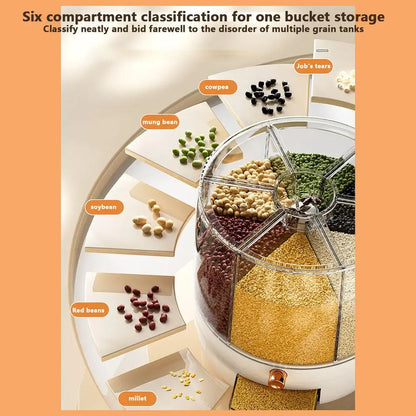 360 Degree Rotating Rice Dispenser Sealed Dry Cereal Grain Bucket Dispenser Moisture-proof Kitchen Food Container Storage Box