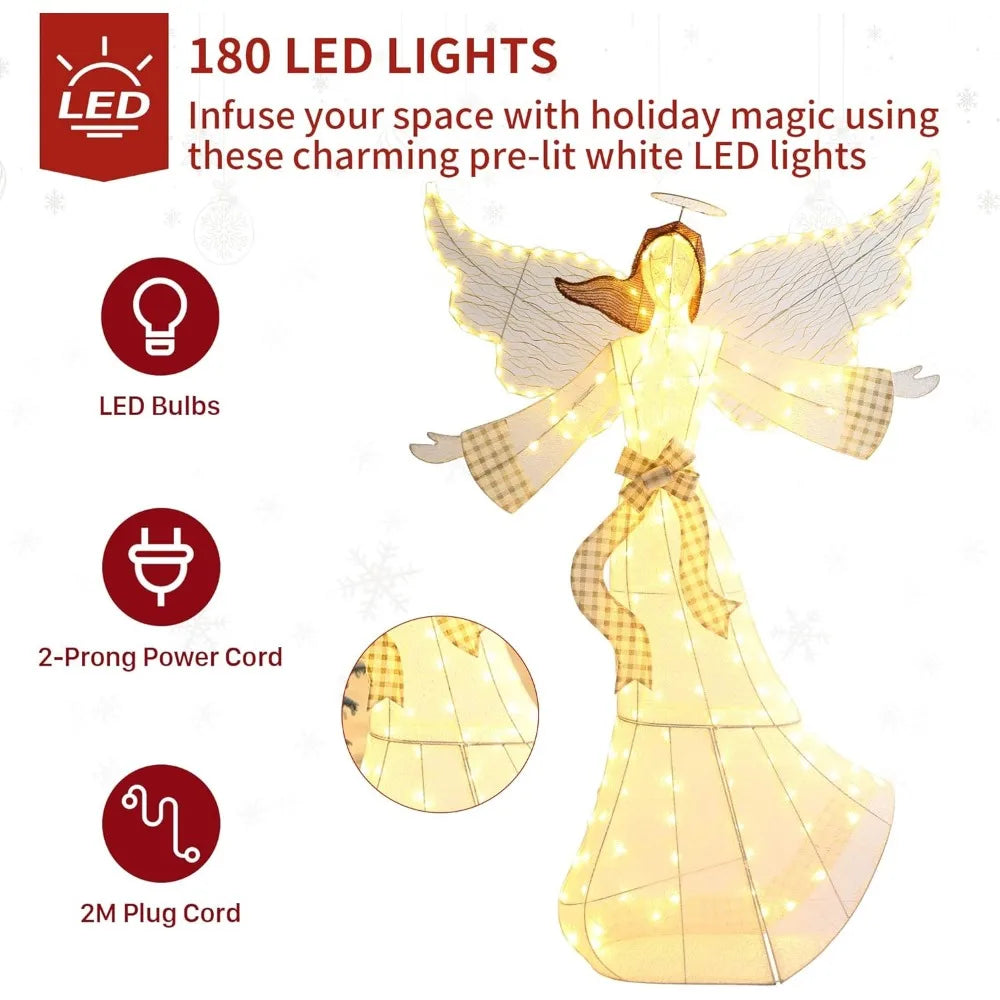 180 LED Lights, 66-Inch High Pre-Lit Angel Outdoor Decor