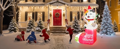 OurWarm 6FT Christmas Inflatables Outdoor Decorations, Christmas Blow Ups Dog in Xmas Stocking with Build-in LEDs and Candy