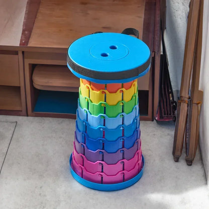 Colorful Portable Retractable Plastic Chair Folding Stool Kitchen Dining Chair Household Living Room Chairs Furniture For Room