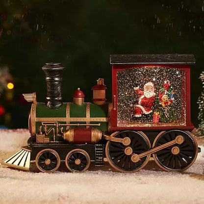 Santa Claus Snowman Christmas Gift Crystal Sequins Christmas Eve Music Box Train Crystal Ball Ornaments Desktop Decoration