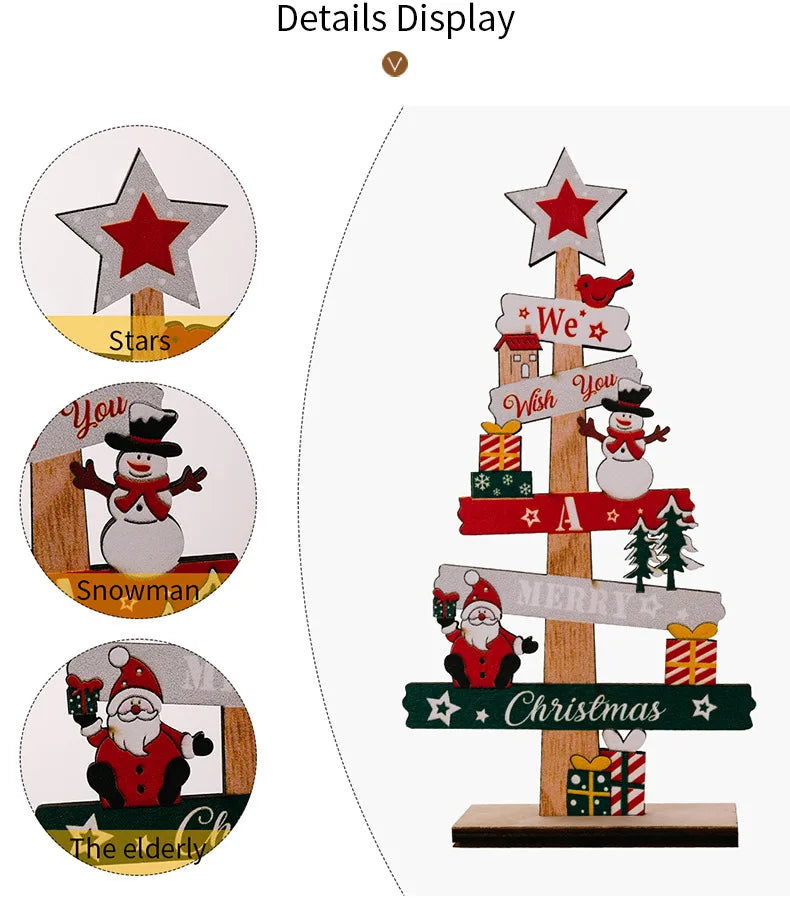 Desktop Christmas Tree Santa Claus  Wooden Christmas Signs Decoration